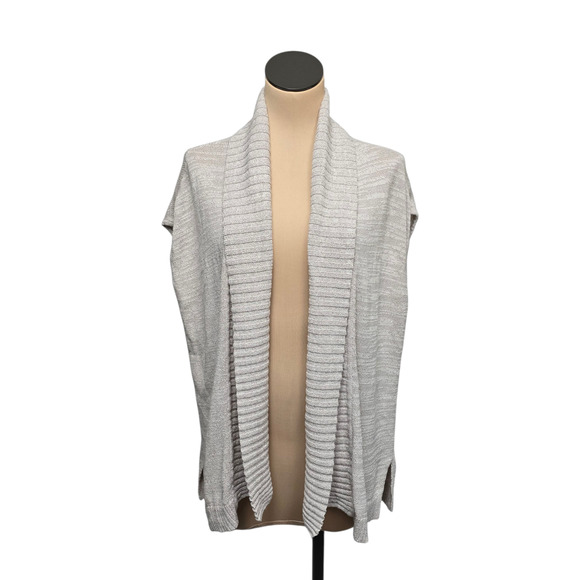Lilla P Sweater Womens Small Gray Open Front Ribbed Sleeveless Cardigan Vest - Picture 1 of 9